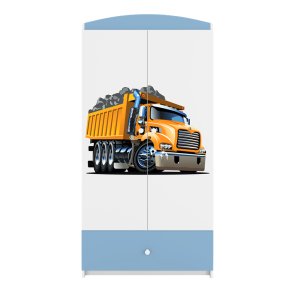 Babydreams garderobeskab til brn med lastbil, m. 2 lger, 1 skuffe - hvid og bl laminat