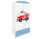 Babydreams garderobeskab til brn med brandbil, m. 2 lger, 1 skuffe - hvid og bl laminat