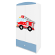 Babydreams garderobeskab til brn med brandbil, m. 2 lger, 1 skuffe - hvid og bl laminat
