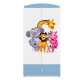 Babydreams garderobeskab til brn med Zoo dyr, m. 2 lger, 1 skuffe - hvid og bl laminat