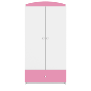 Babydreams garderobeskab, m. 2 lger, 1 skuffe - hvid og lyserd laminat