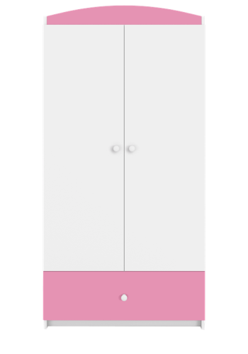 Babydreams garderobeskab, m. 2 lger, 1 skuffe - hvid og lyserd laminat