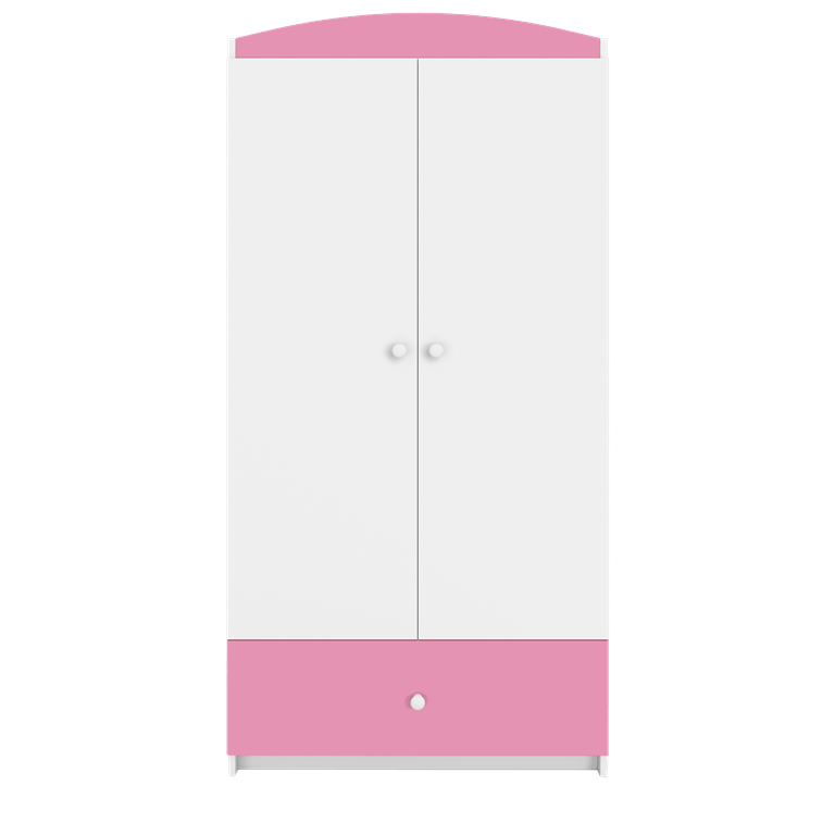 Babydreams garderobeskab, m. 2 lger, 1 skuffe - hvid og lyserd laminat