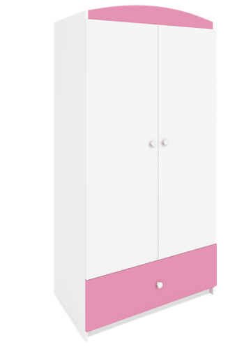 Babydreams garderobeskab, m. 2 lger, 1 skuffe - hvid og lyserd laminat
