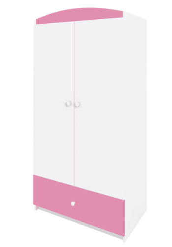 Babydreams garderobeskab, m. 2 lger, 1 skuffe - hvid og lyserd laminat