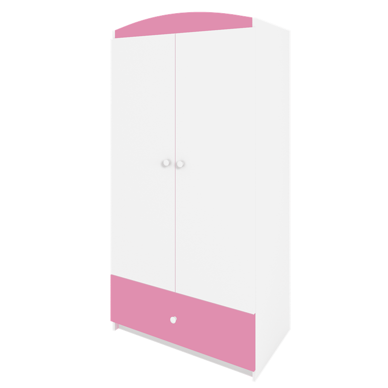 Babydreams garderobeskab, m. 2 lger, 1 skuffe - hvid og lyserd laminat