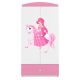 Babydreams garderobeskab til brn m. prinsesse p hest, m. 2 lger, 1 skuffe - hvid/lyserd laminat