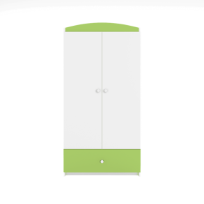 Babydreams garderobeskab, m. 2 lger, 1 skuffe - hvid og grn laminat