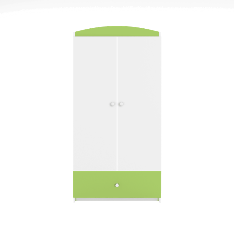 Babydreams garderobeskab, m. 2 lger, 1 skuffe - hvid og grn laminat
