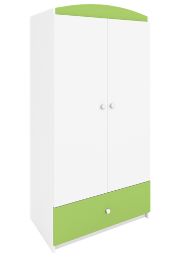 Babydreams garderobeskab, m. 2 lger, 1 skuffe - hvid og grn laminat