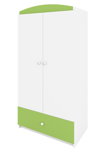 Babydreams garderobeskab, m. 2 lger, 1 skuffe - hvid og grn laminat