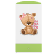 Babydreams garderobeskab til brn med bamse med blomster , m. 2 lger, 1 skuffe - hvid/grn laminat