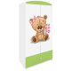 Babydreams garderobeskab til brn med bamse med blomster , m. 2 lger, 1 skuffe - hvid/grn laminat