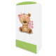 Babydreams garderobeskab til brn med bamse med blomster , m. 2 lger, 1 skuffe - hvid/grn laminat