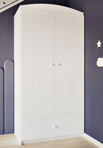 Babydreams garderobeskab til brn med bamse med blomster , m. 2 lger, 1 skuffe - hvid/grn laminat