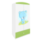 Babydreams garderobeskab til brn med bl bamse , m. 2 lger, 1 skuffe - hvid og grn laminat