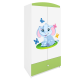 Babydreams garderobeskab til brn med elefant, m. 2 lger, 1 skuffe - hvid og grn laminat