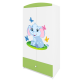 Babydreams garderobeskab til brn med elefant, m. 2 lger, 1 skuffe - hvid og grn laminat