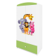 Babydreams garderobeskab til brn med Zoo dyr, m. 2 lger, 1 skuffe - hvid og grn laminat