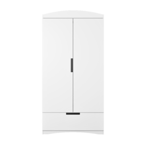 Classic garderobeskab til brn, m. 2 lger, 1 bjlestang og 1 skuffe - hvid laminat og MDF