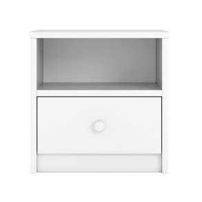 Babydreams sengebord til brn, m. 1 rum og 1 skuffe - hvid laminat (39,5x30,5)