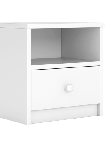 Babydreams sengebord til brn, m. 1 rum og 1 skuffe - hvid laminat (39,5x30,5)
