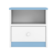 Babydreams sengebord til brn, m. 1 rum og 1 skuffe - hvid og bl laminat (39,5x30,5)