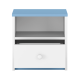 Babydreams sengebord til brn, m. 1 rum og 1 skuffe - hvid og bl laminat (39,5x30,5)