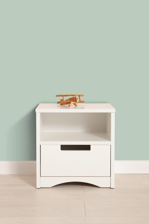 Classic sengebord til brn, m. 1 rum og 1 skuffe - hvid laminat og MDF (39,5x30,5)