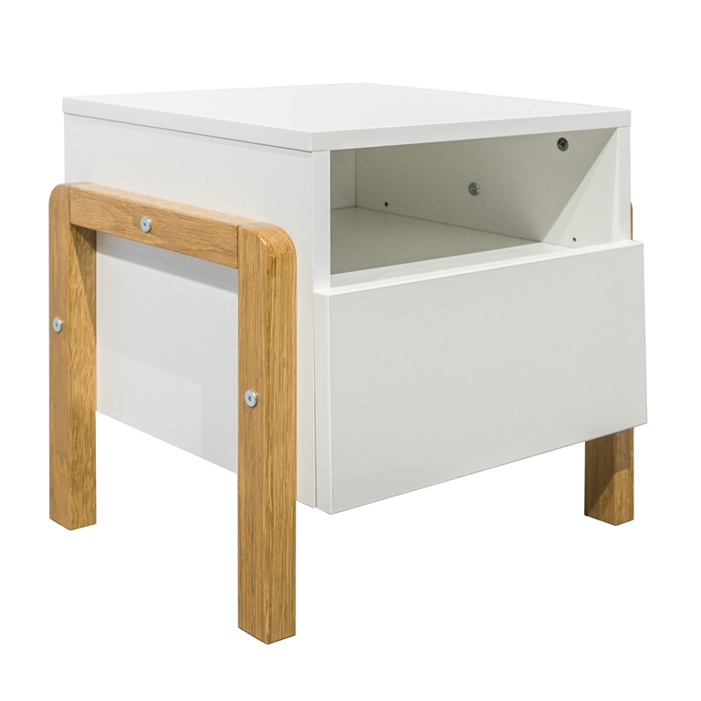 Victor sengebord til brn, m. 1 lge og 1 rum - hvid laminat og natur eg (46x40)