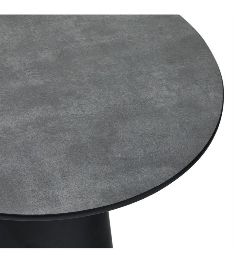 Tango sofabord, rund - antracitgr marmorlook melamin og sort finér (45)