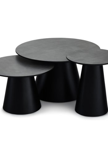 Tango sofabord, rund - antracitgr marmorlook melamin og sort finér (45)
