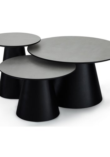 Tango sofabord, rund - lysegr marmorlook melamin og sort finér (45)