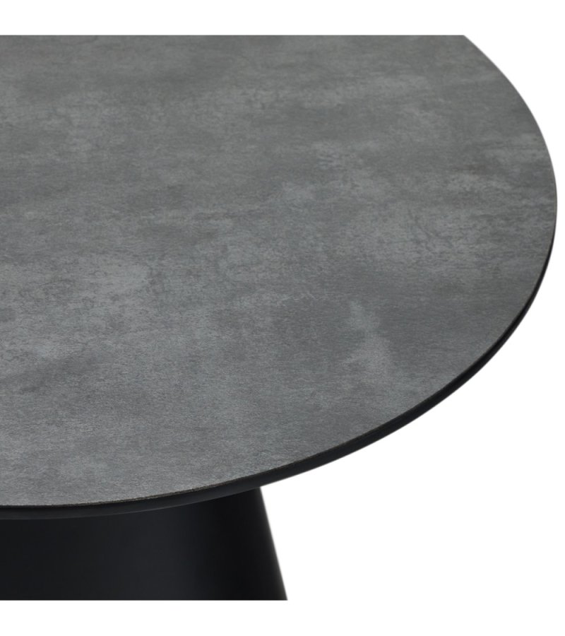 Tango sofabord, rund - antracitgr marmorlook melamin og sort finér (60)