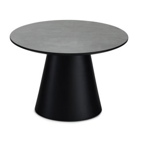 Tango sofabord, rund - antracitgr marmorlook melamin og sort finér (60)