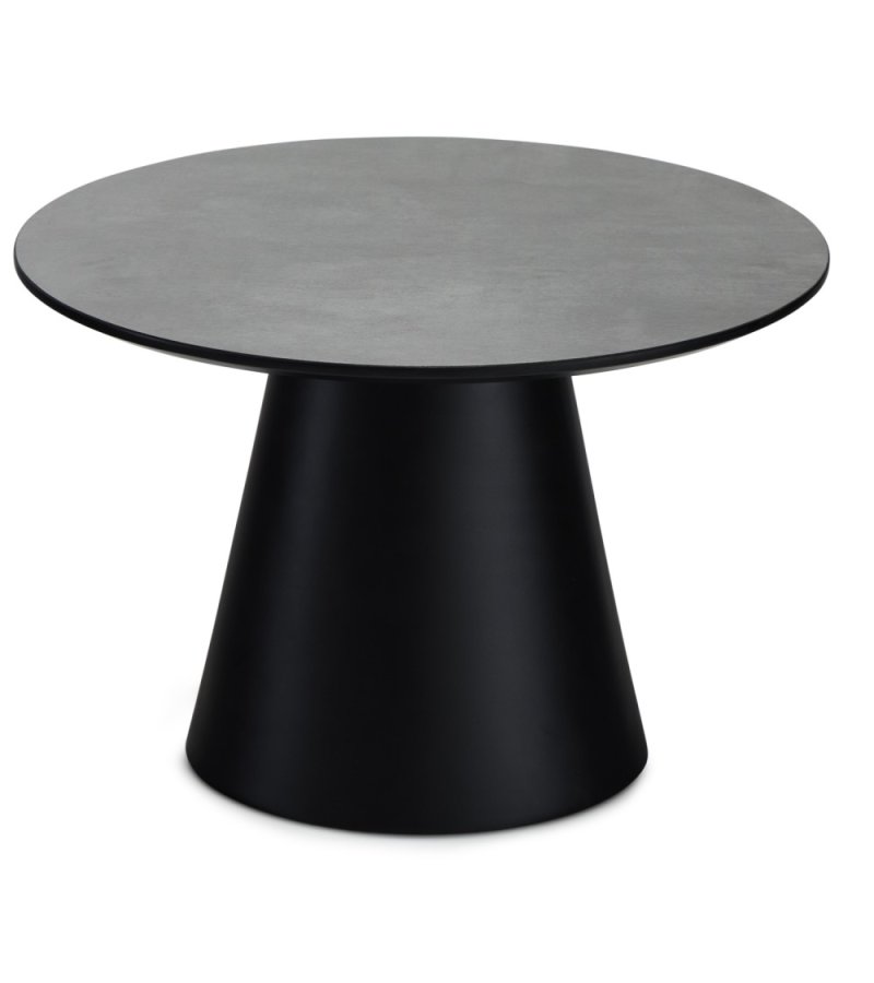 Tango sofabord, rund - antracitgr marmorlook melamin og sort finér (60)