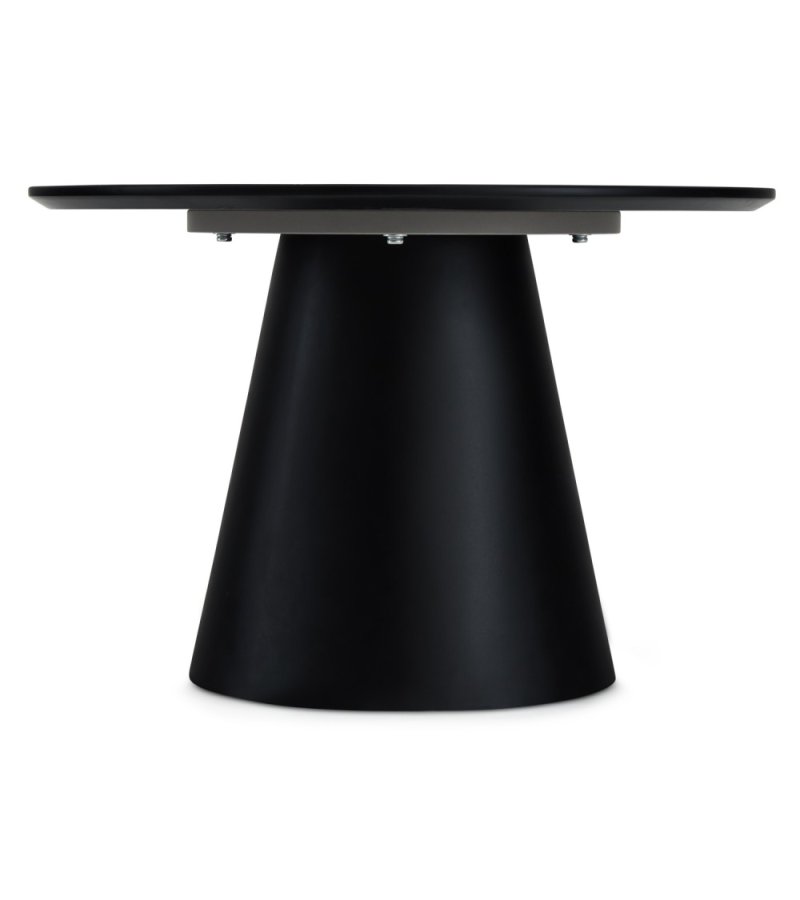 Tango sofabord, rund - lysegr marmorlook melamin og sort finér (60)