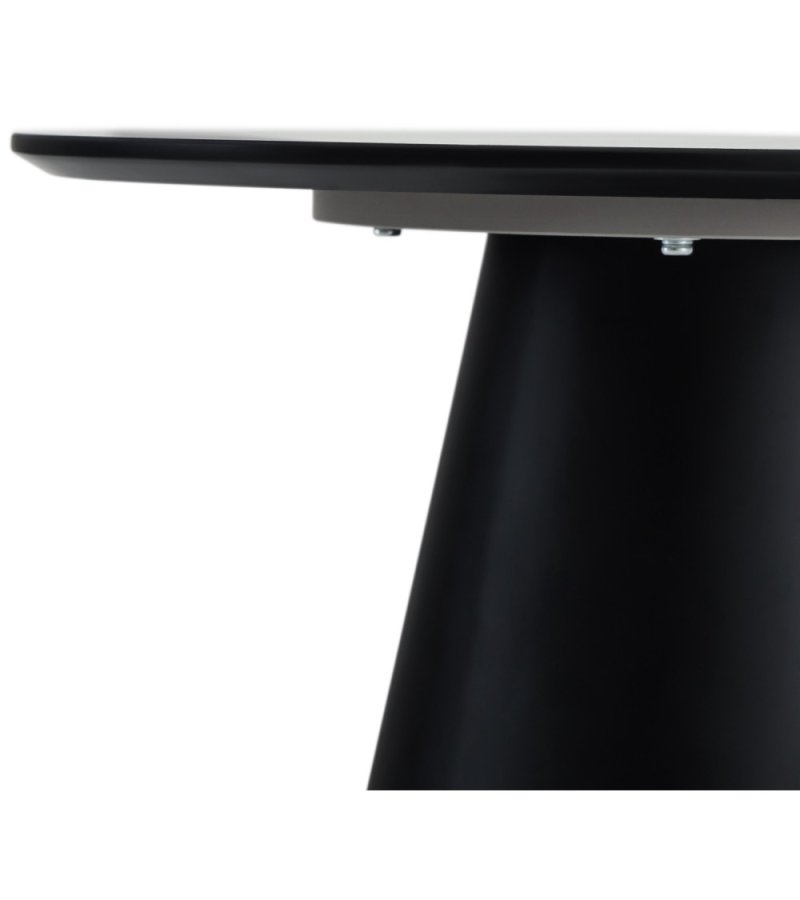 Tango sofabord, rund - lysegr marmorlook melamin og sort finér (60)