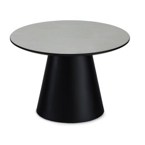 Tango sofabord, rund - lysegr marmorlook melamin og sort finér (60)