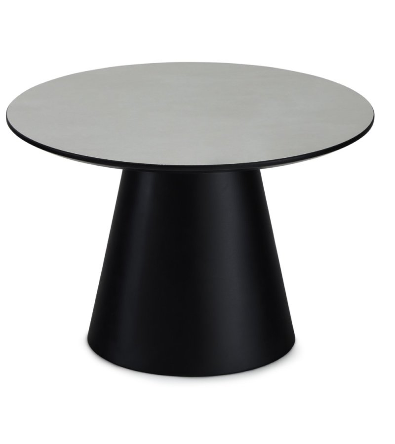 Tango sofabord, rund - lysegr marmorlook melamin og sort finér (60)