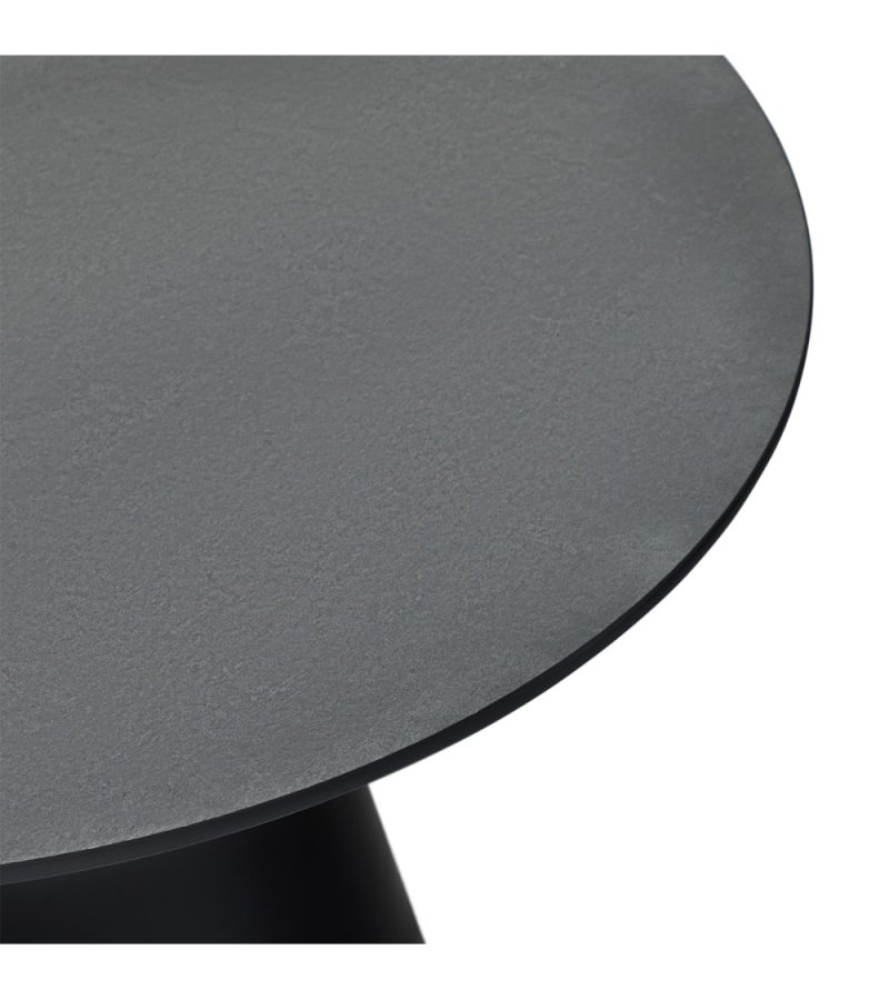 Tango sofabord, rund - antracitgr marmorlook melamin og sort finér (80)