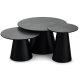Tango sofabord, rund - antracitgr marmorlook melamin og sort finér (80)
