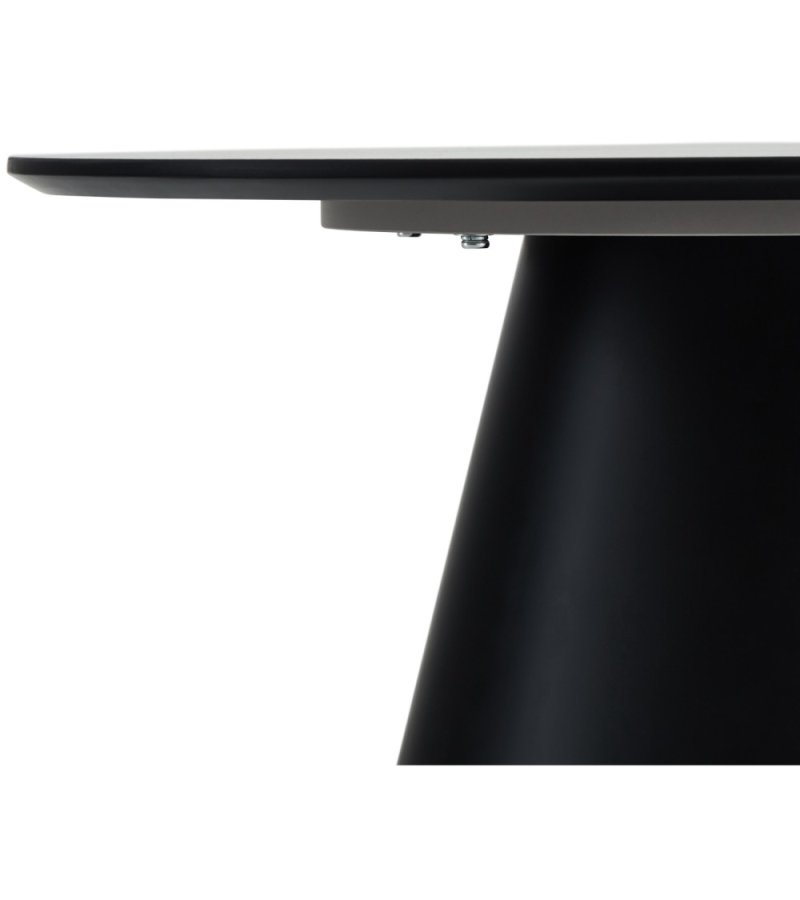 Tango sofabord, rund - lysegr marmorlook melamin og sort finér (80)