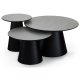 Tango sofabord, rund - lysegr marmorlook melamin og sort finér (80)