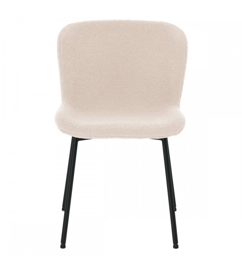 Teddy spisebordsstol - beige bouclé stof og sort metal