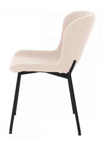 Teddy spisebordsstol - beige bouclé stof og sort metal