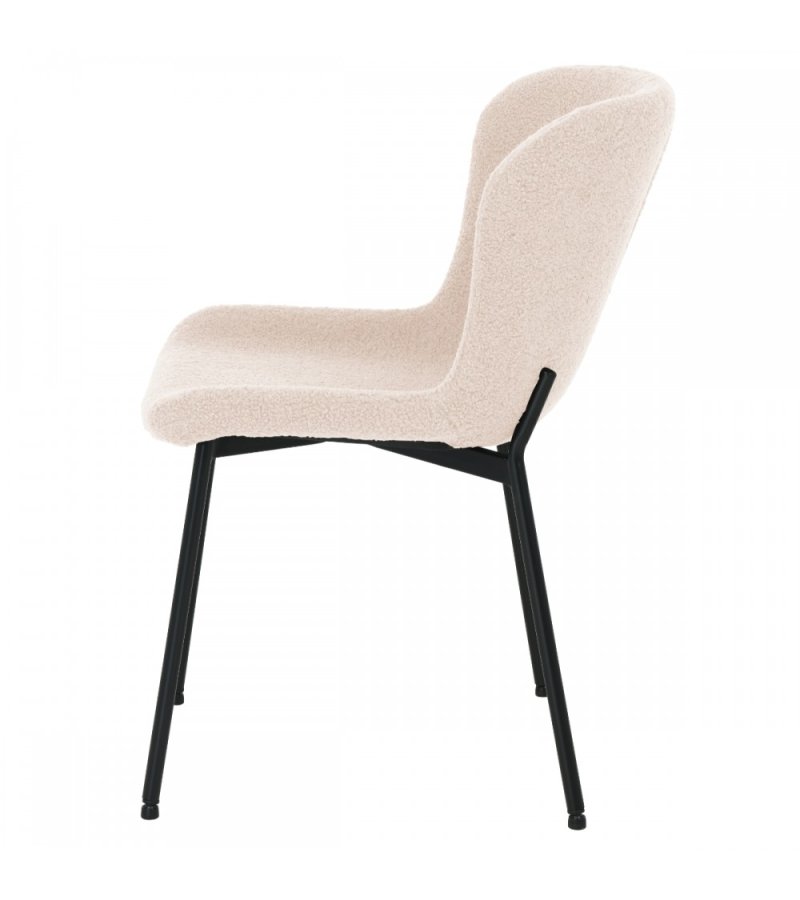 Teddy spisebordsstol - beige bouclé stof og sort metal
