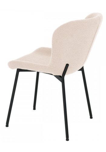 Teddy spisebordsstol - beige bouclé stof og sort metal