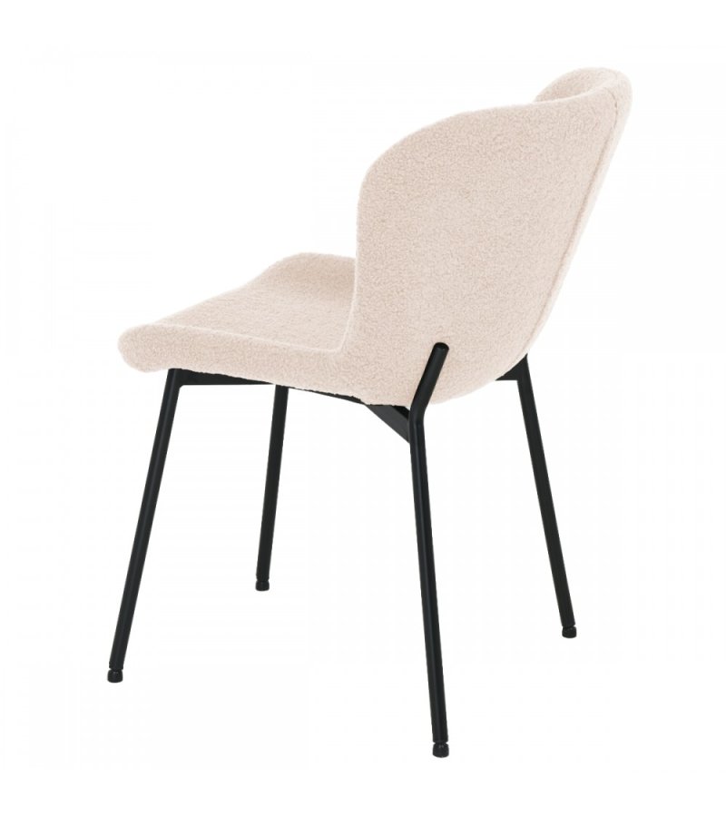 Teddy spisebordsstol - beige bouclé stof og sort metal
