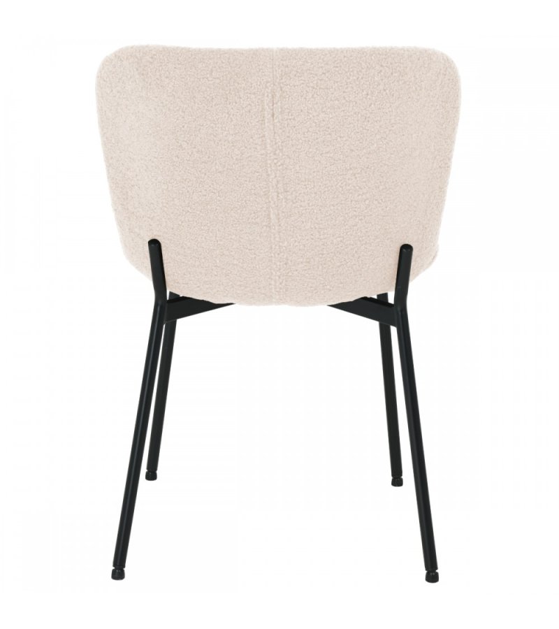 Teddy spisebordsstol - beige bouclé stof og sort metal